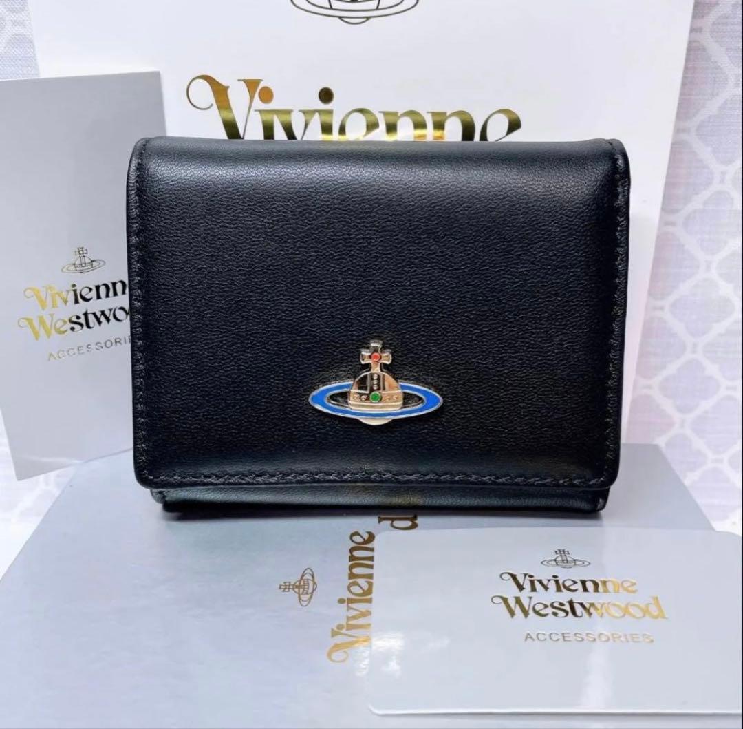 【ショッパー付】新品 ヴィヴィアン・ウエストウッド 三折財布 ブラック
