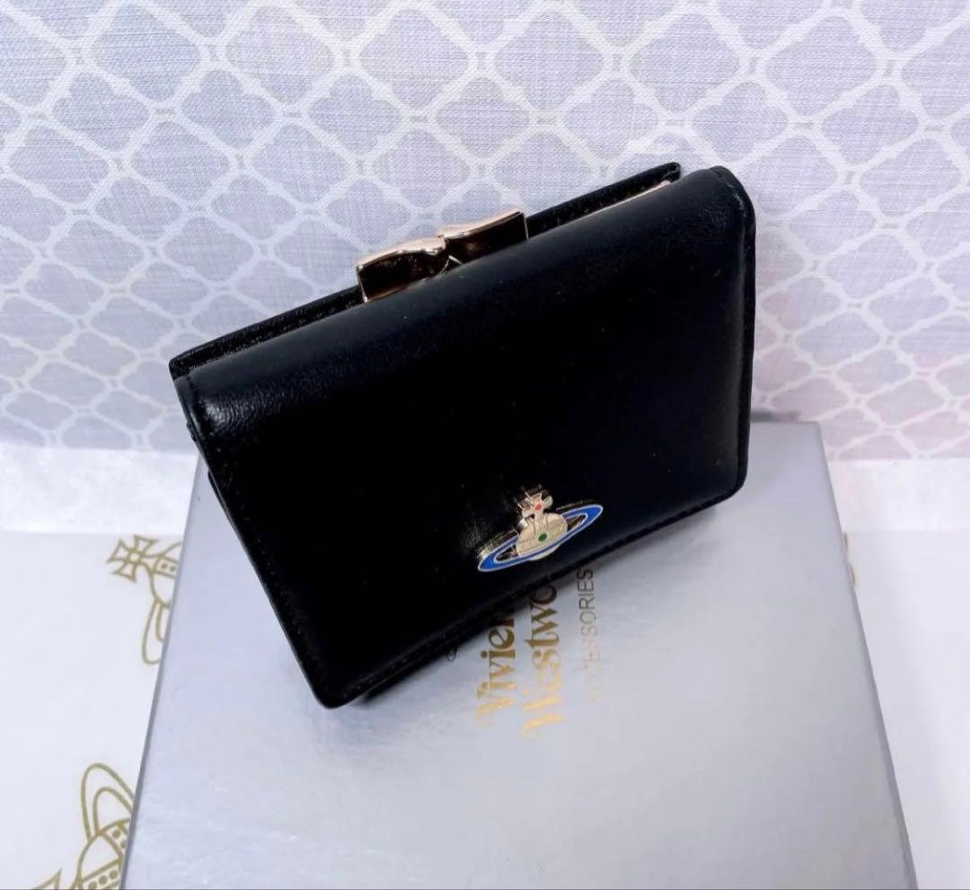 【ショッパー付】新品 ヴィヴィアン・ウエストウッド 三折財布 ブラック