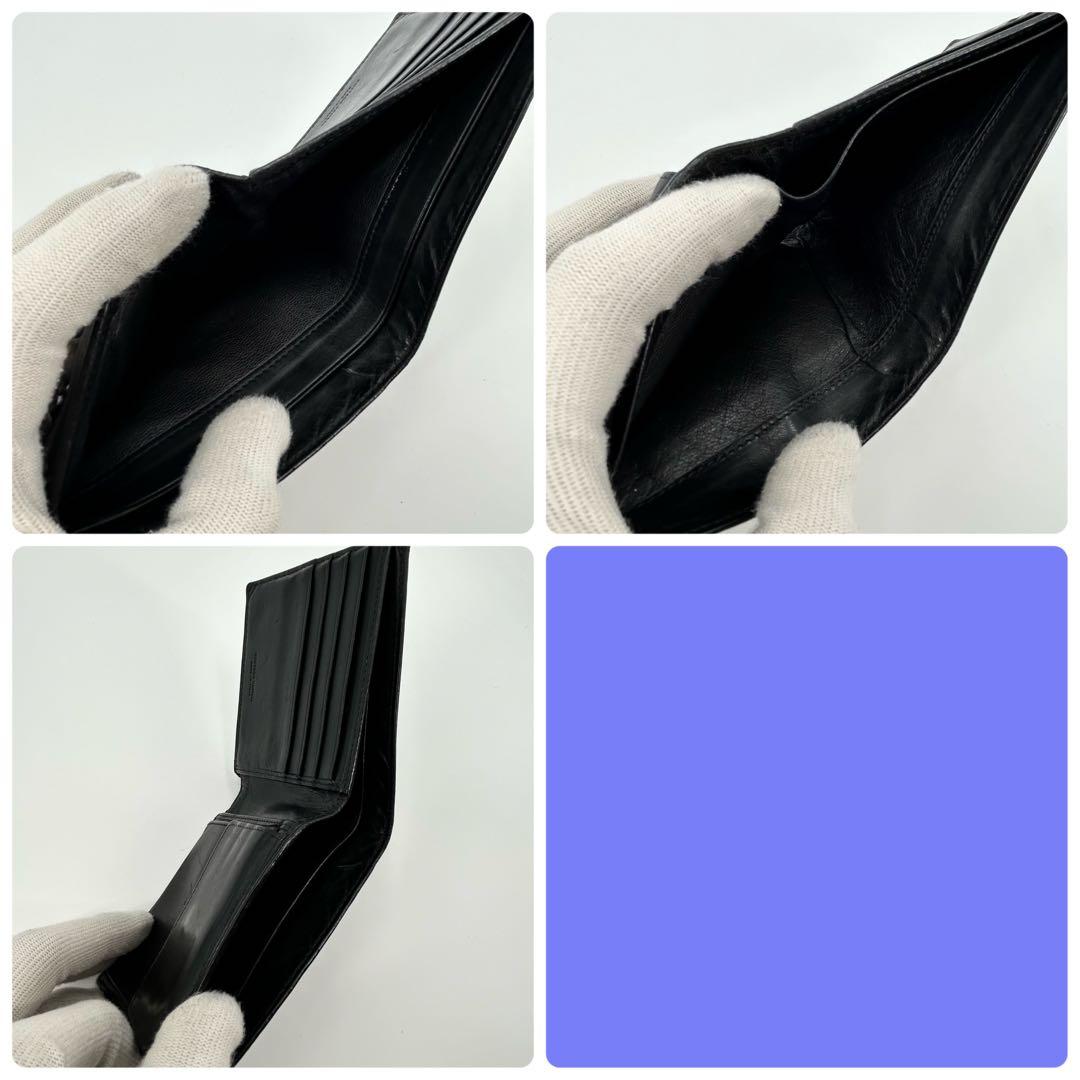 ボッテガヴェネタ 折り財布 二つ折り イントレ 編み込み レザー ブラック