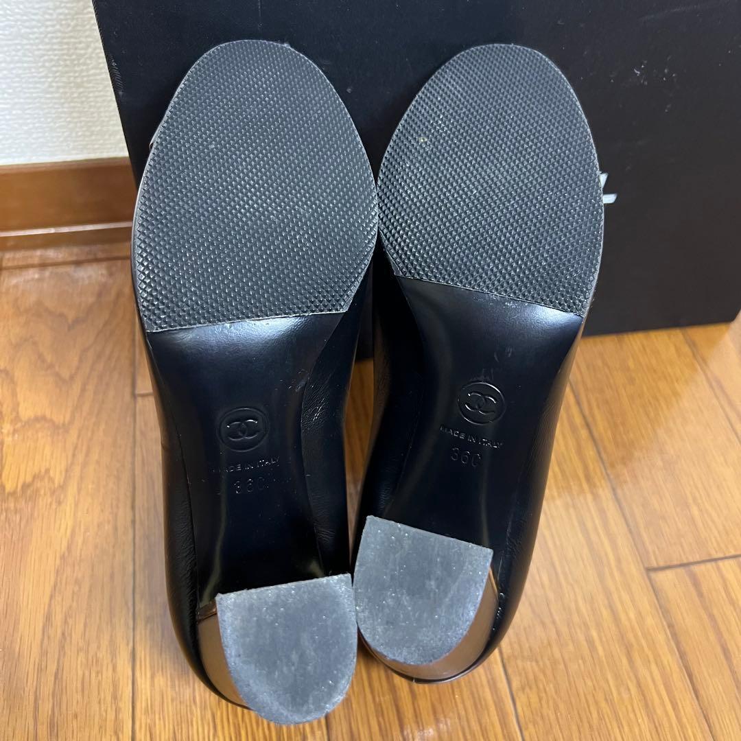 【CHANEL シャネル パンプス レザー ココマーク 23cm　黒】