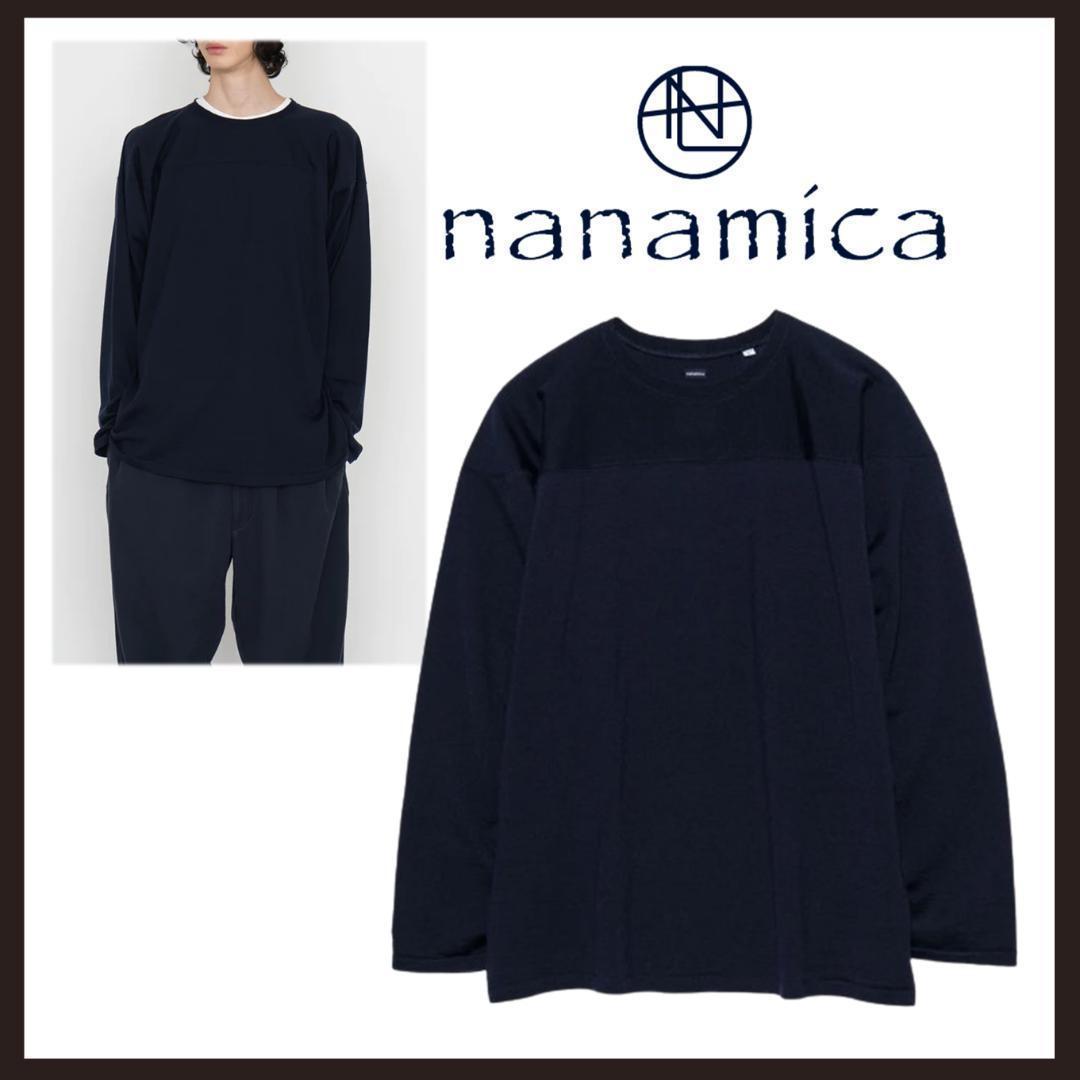 ○★新品 未使用 ナナミカ メリノウールフットボールシャツ ネイビー L