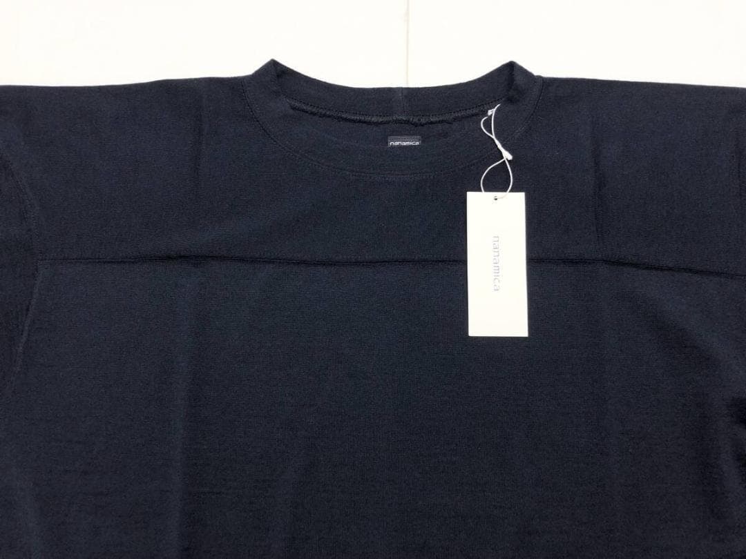 ○★新品 未使用 ナナミカ メリノウールフットボールシャツ ネイビー L