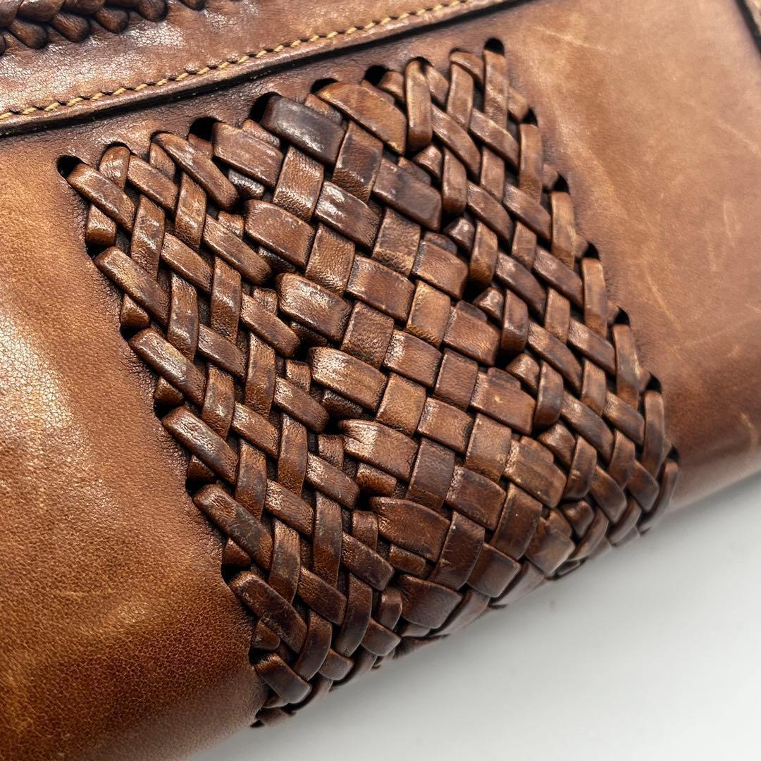 サ*タ様 美品✨グッチ 長財布 ラウンドファスナー ウーブンウェブ 編み込み レ