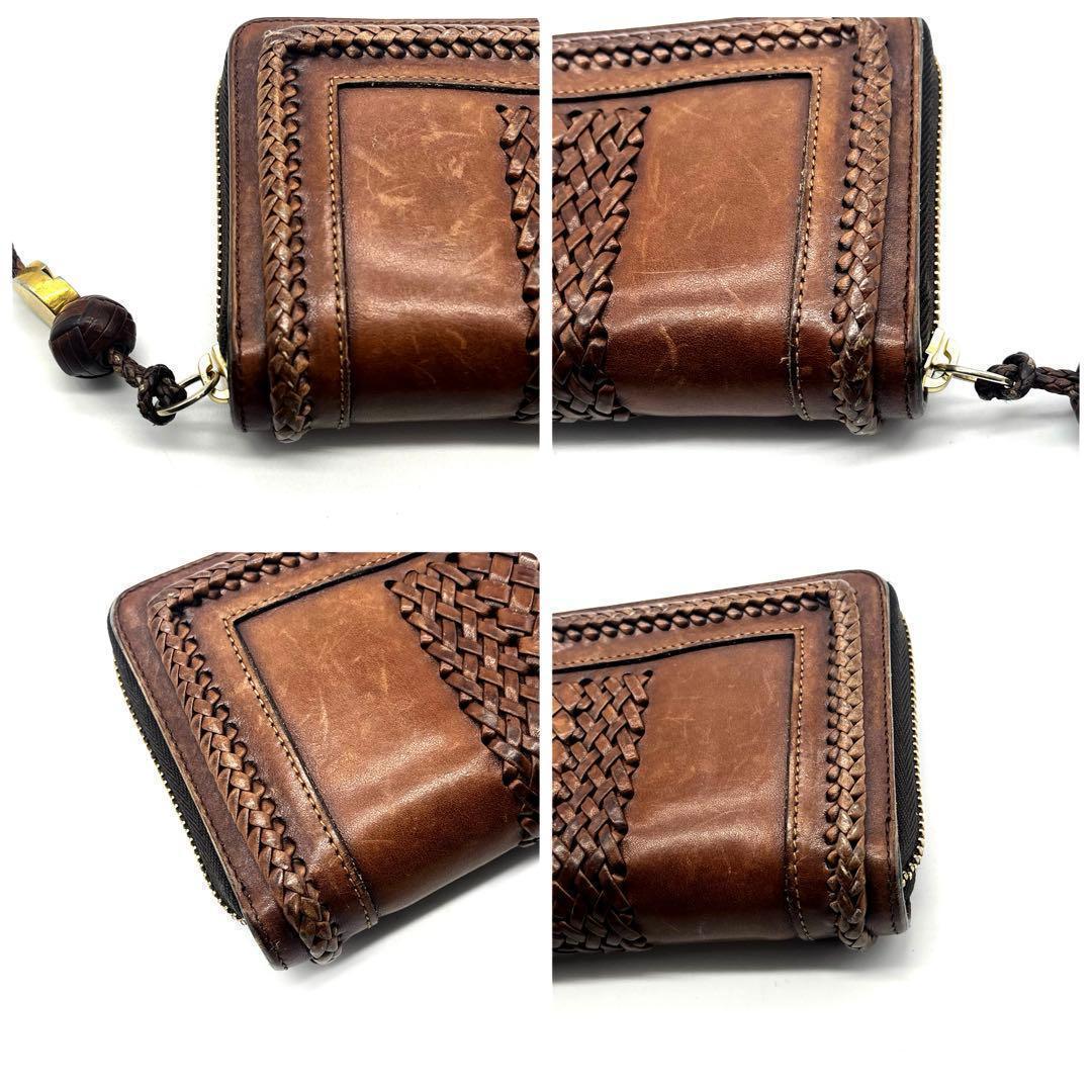 サ*タ様 美品✨グッチ 長財布 ラウンドファスナー ウーブンウェブ 編み込み レ