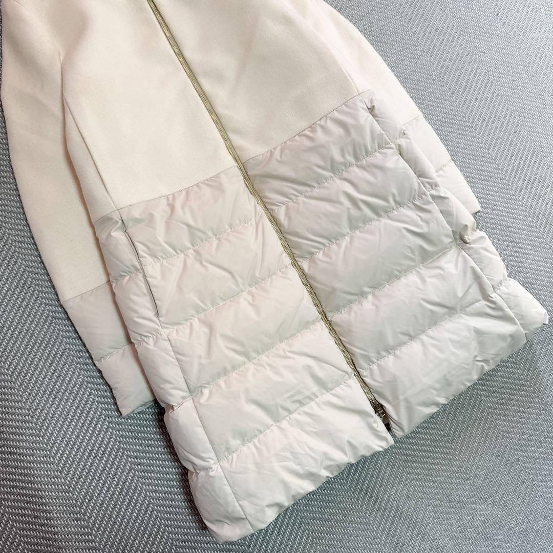 美品 HERNO 異素材コンビネーションフーデッドダウンコート ホワイト ML