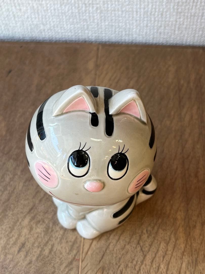 内藤ルネ　猫の貯金箱　RUNE 置物　希少カラー　レトロ雑貨　古雑貨