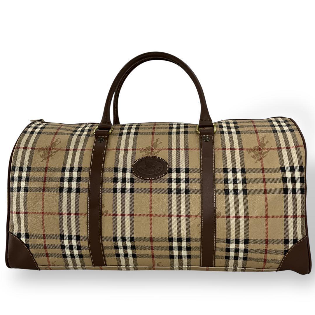 オールド　バーバリー　2way ボストンバッグ　ノバチェック　シャドーホースロゴ