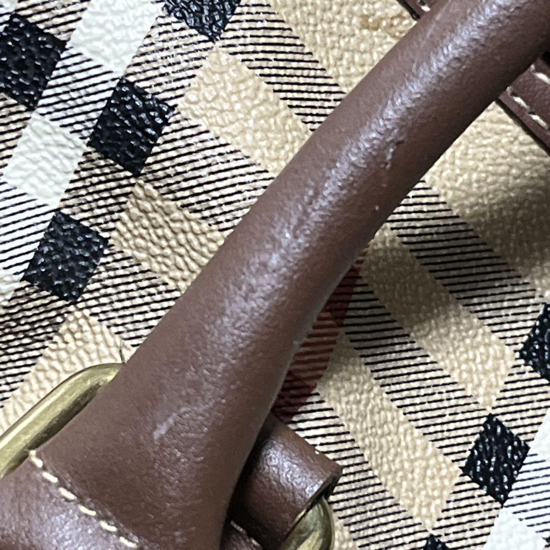 オールド　バーバリー　2way ボストンバッグ　ノバチェック　シャドーホースロゴ