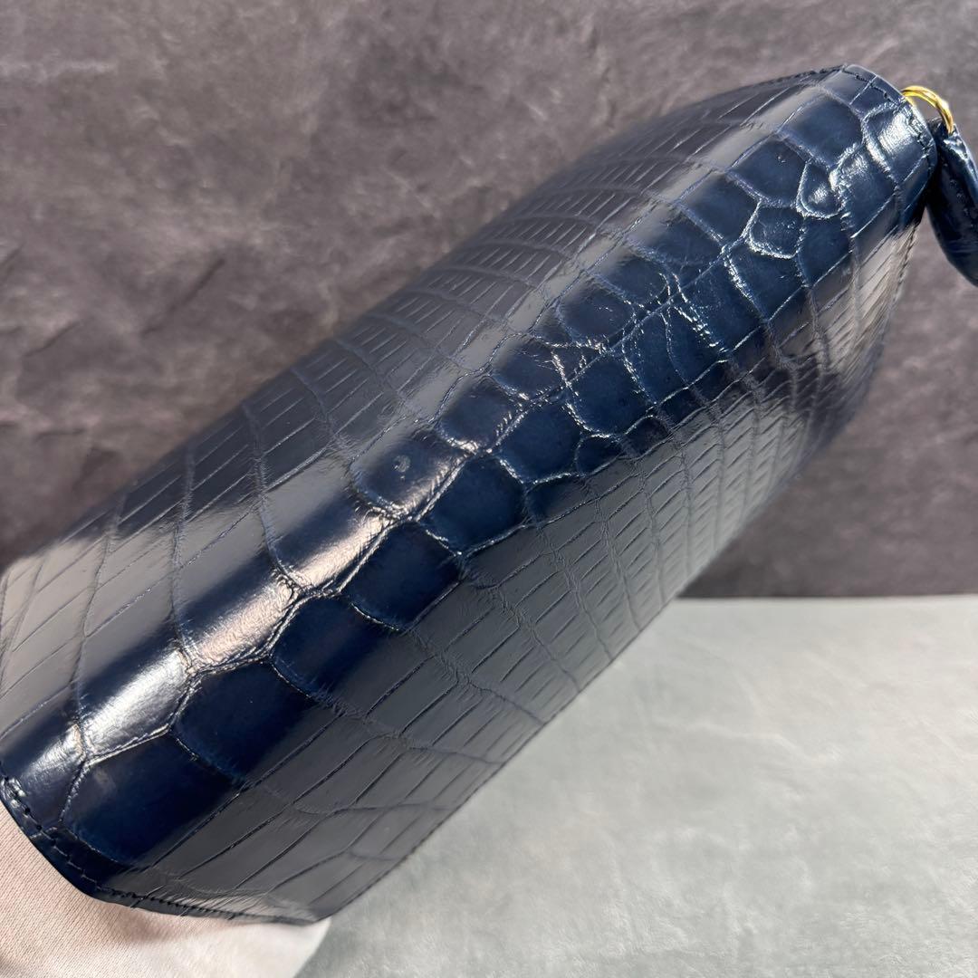 クロコダイル 長財布 ネイビー 紺色 希少 ワニ革 メンズ レディース