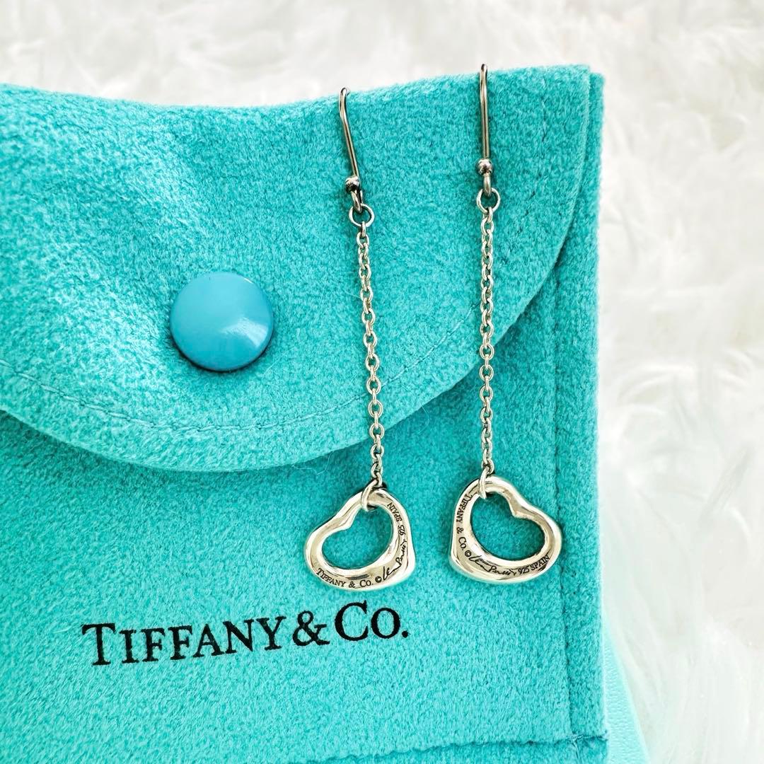 【美品】TIFFANY&Co オープンハート フック ピアス シルバー