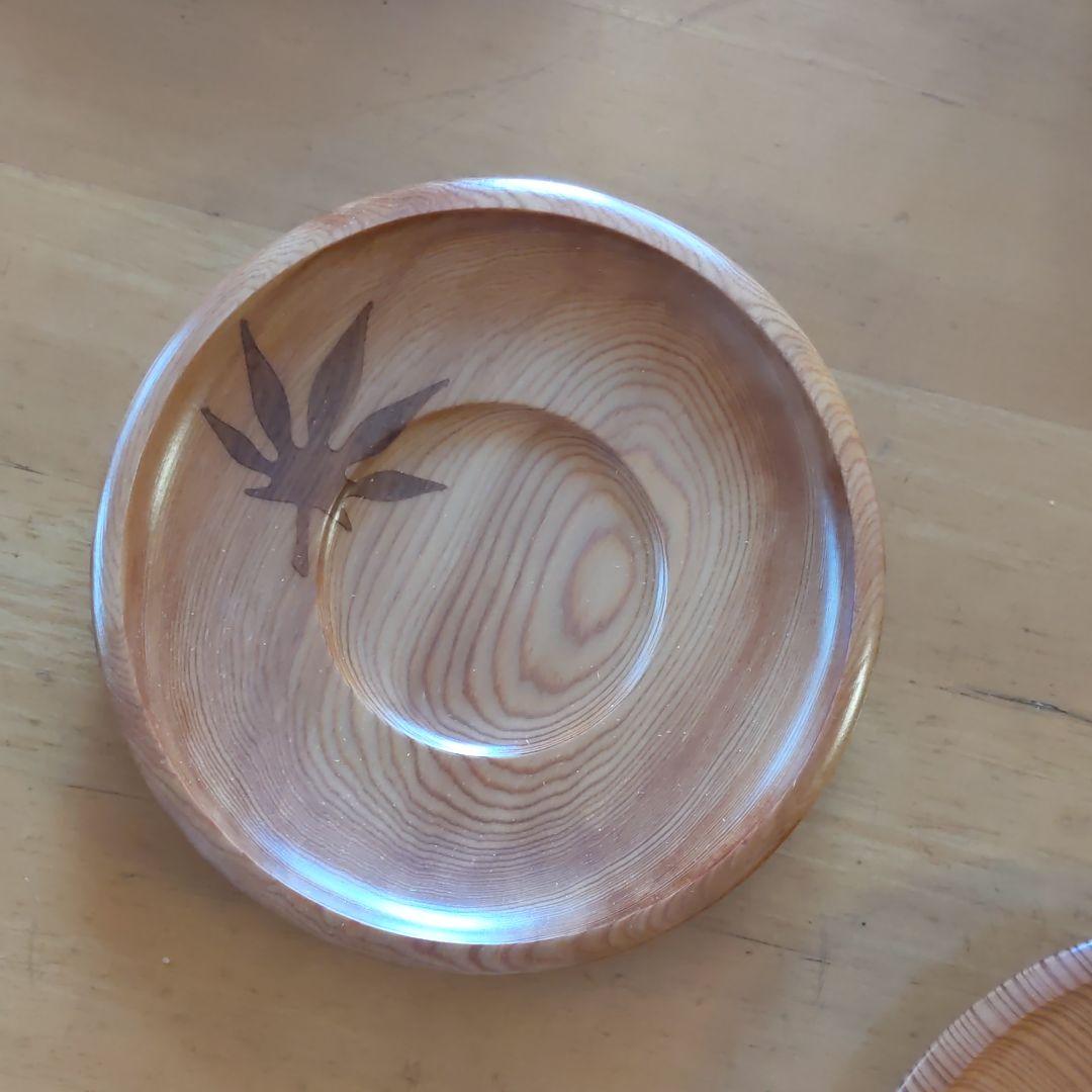 屋久杉　茶托　工芸　5枚組　桐箱入り