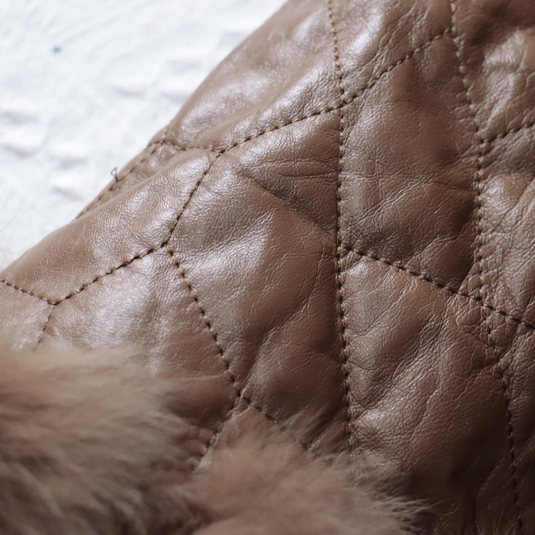 豪華ボリュームファー　レザージャケット　ロングコート　ガウンコート