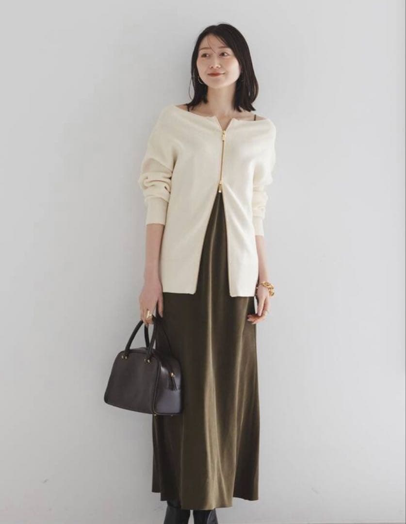 フロントジップボートネックニット　NOBLE