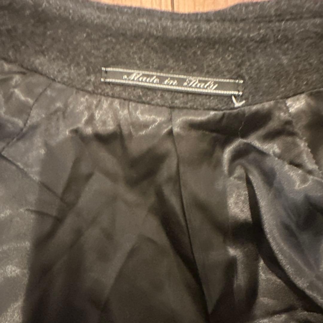 フェンディFENDIダークグレー ステンカラーコート ウール混合