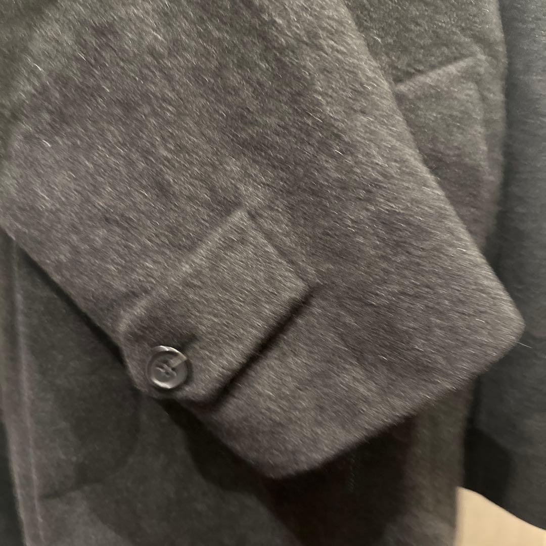 フェンディFENDIダークグレー ステンカラーコート ウール混合