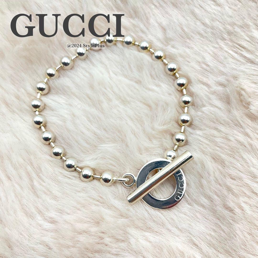 【美品】 グッチ GUCCI ブレスレット ボールチェーン シルバー