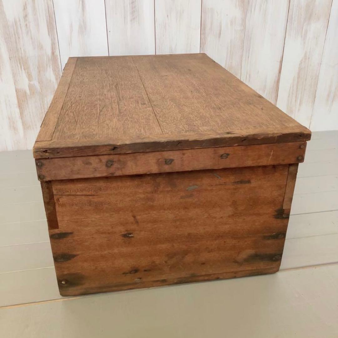 アンティーク　蓋付き　木箱　おもちゃ箱　ローテーブル