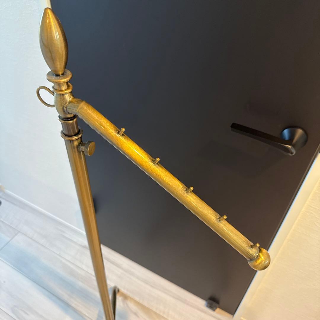 ハンガーラック　傾斜ハンガー　高さ可変　アンティークゴールド③ 残りわずか