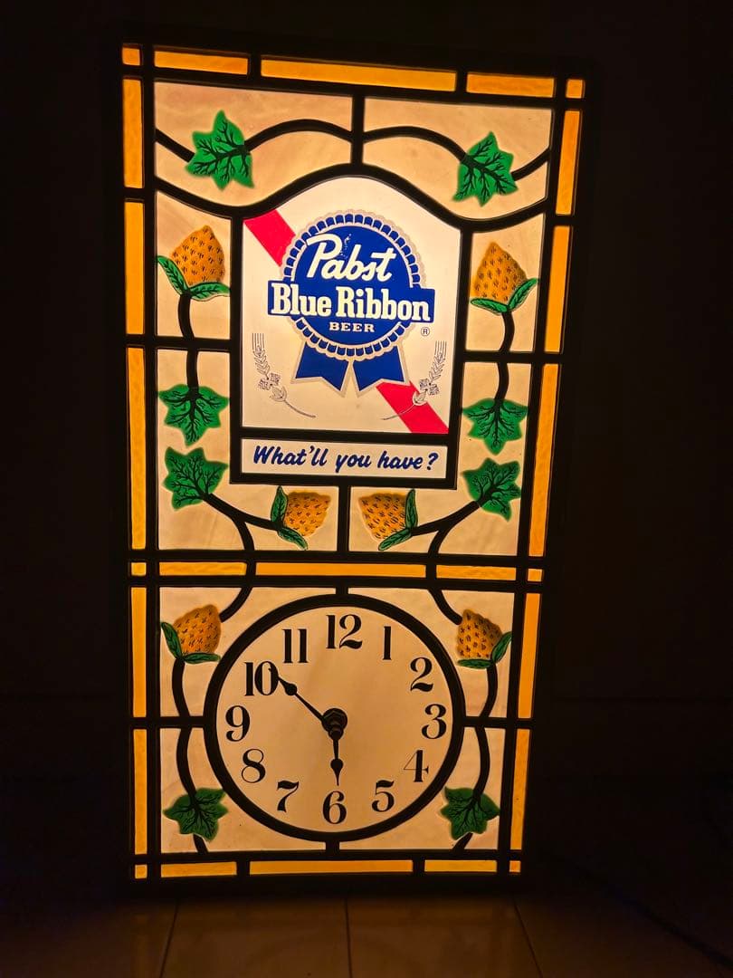 ビンテージ★パブストブルーリボン/ライトアップ 掛け時計 ★