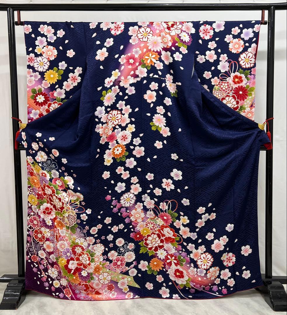 振り袖　フルセット　長襦袢付　豪華　美品　成人式　金彩加工　刺繍入り　609