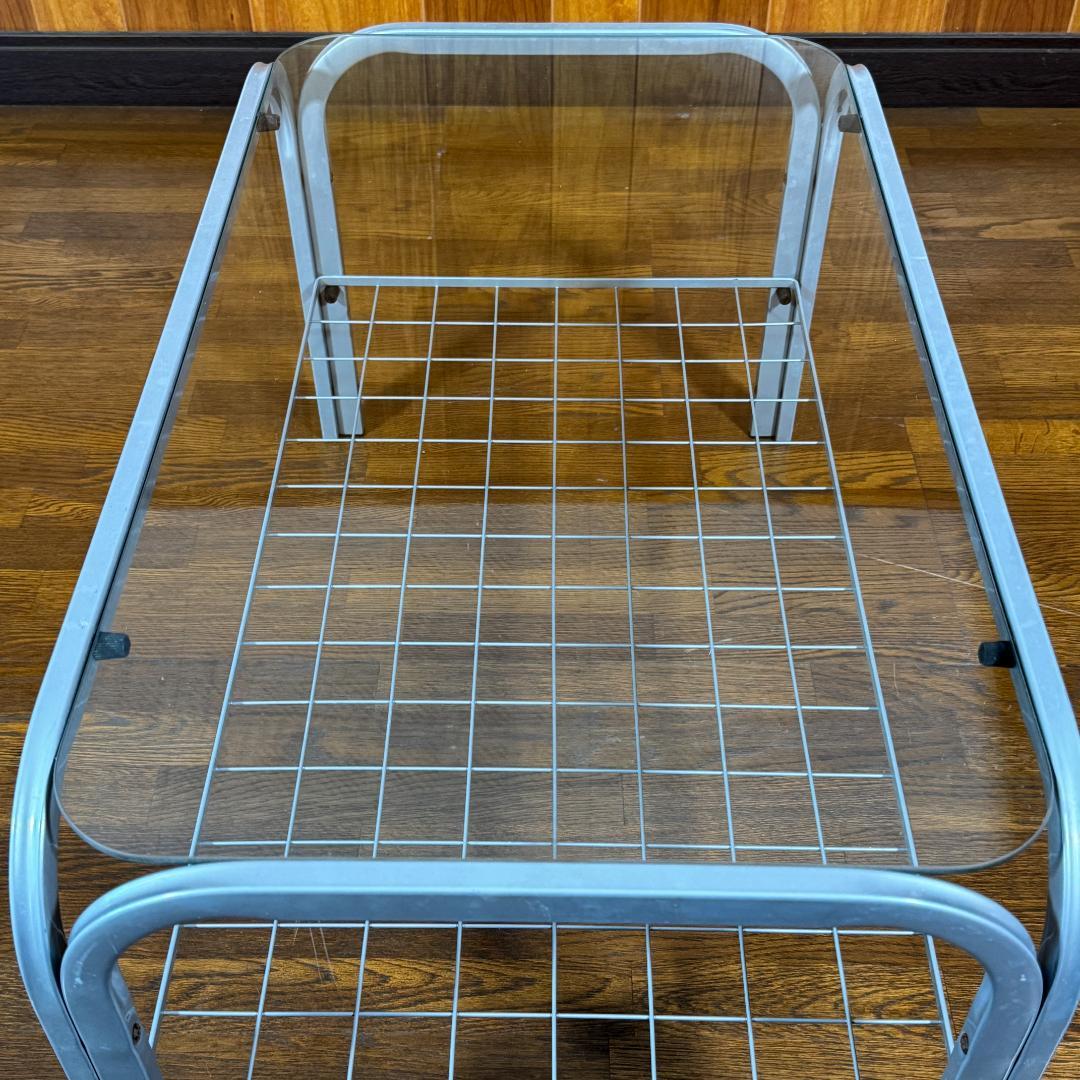 ミッドセンチュリー　角型　ガラステーブル　スペースエイジ