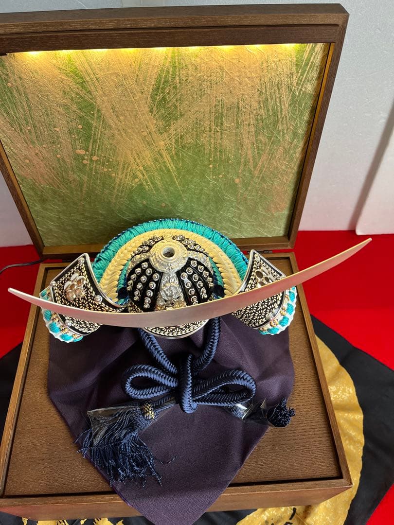 伊達政宗公　収納型飾り台LED屏風　政宗公ハンカチ付