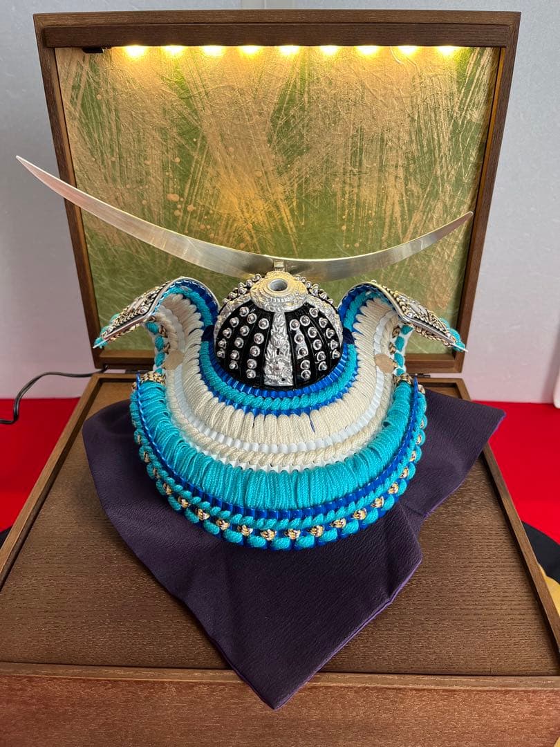 伊達政宗公　収納型飾り台LED屏風　政宗公ハンカチ付