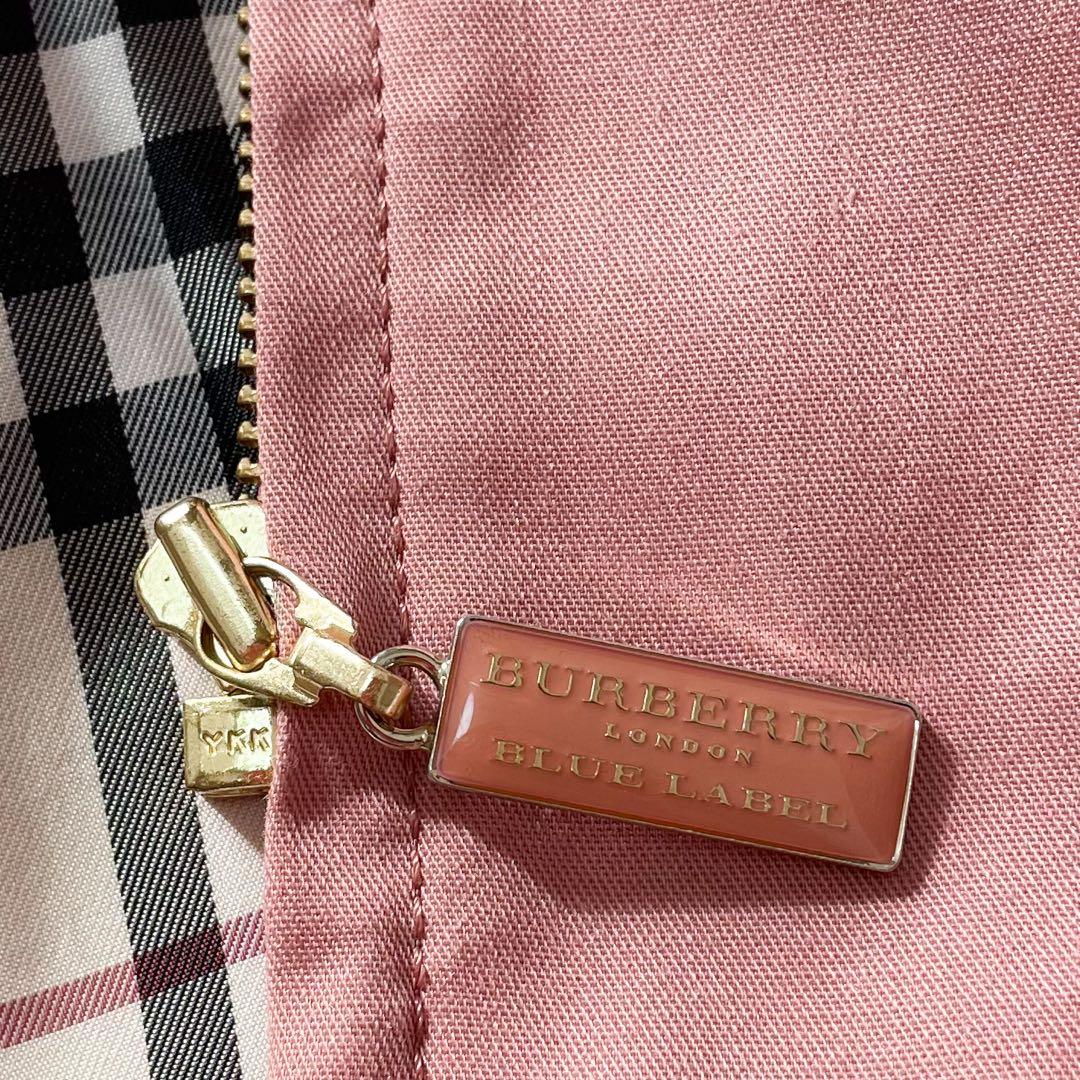 バーバリーブルーレーベル　ジップアップフーデッドジャケット　ノバチェック　ピンク
