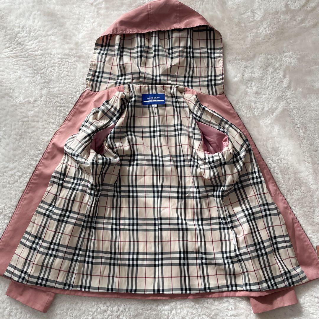 バーバリーブルーレーベル　ジップアップフーデッドジャケット　ノバチェック　ピンク