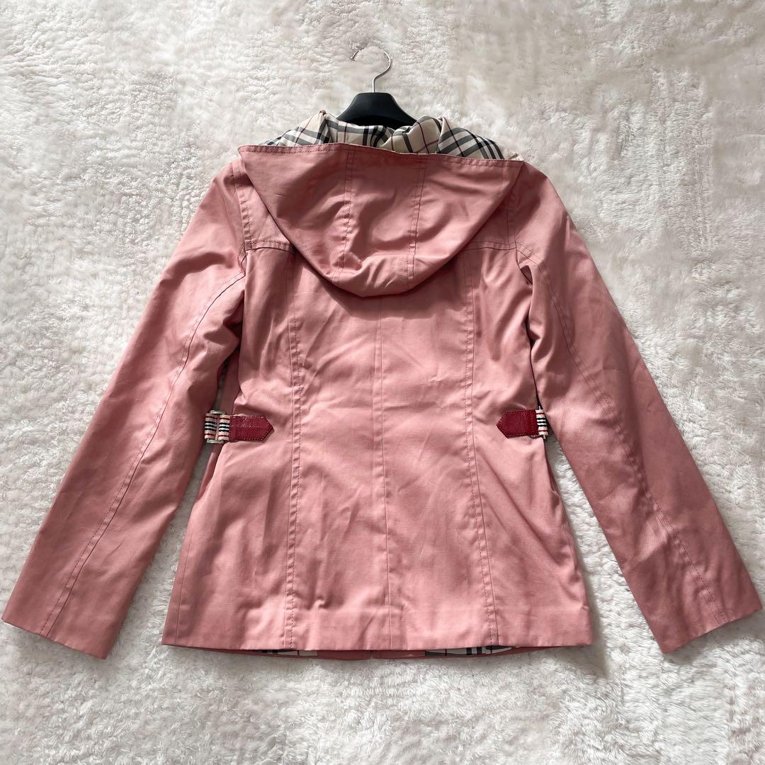 バーバリーブルーレーベル　ジップアップフーデッドジャケット　ノバチェック　ピンク