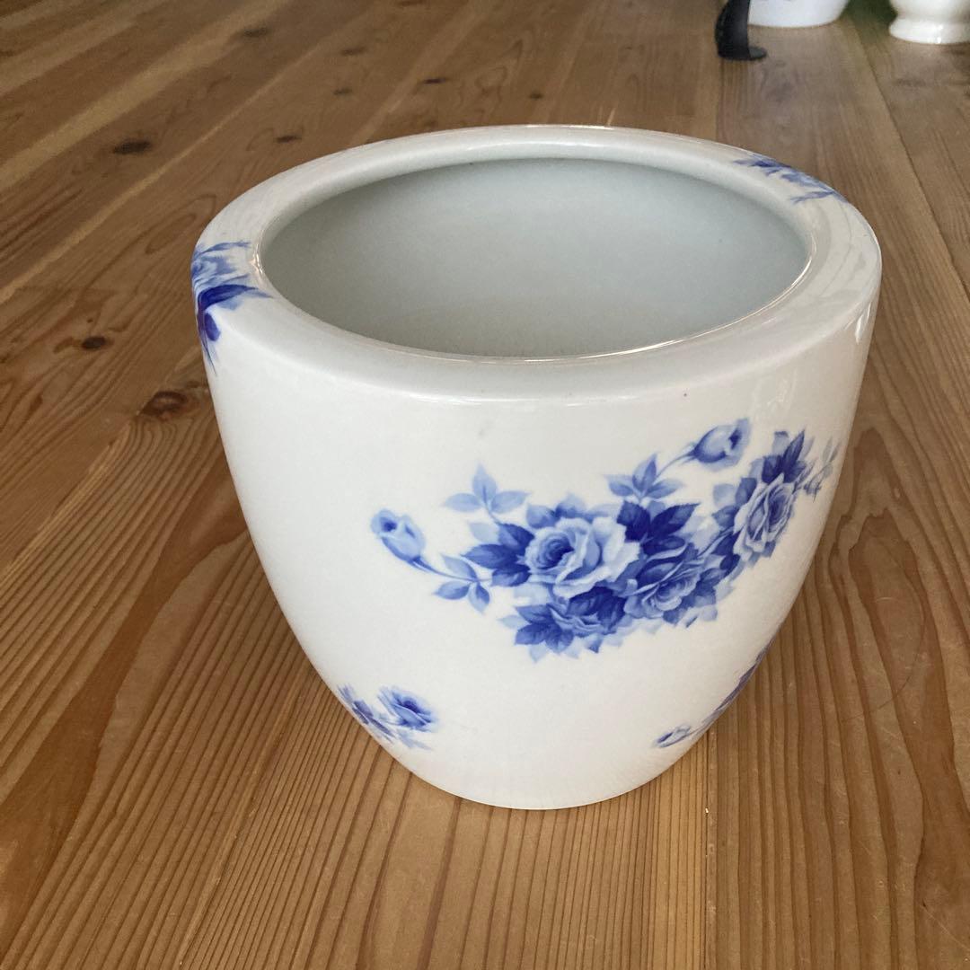 30's オールドノリタケ 火鉢　ブルーローズ　陶器鉢　当時物