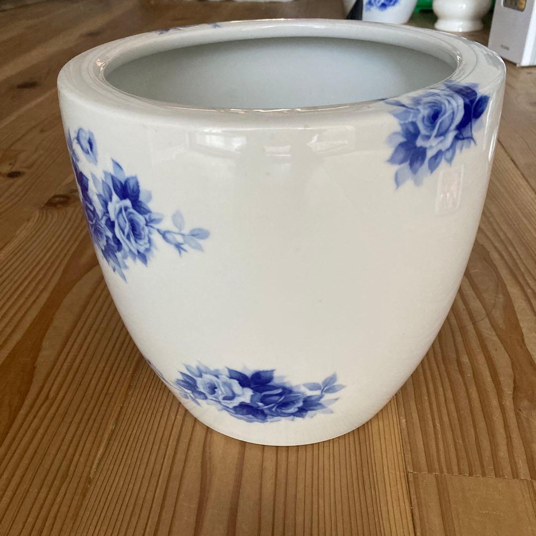 30's オールドノリタケ 火鉢　ブルーローズ　陶器鉢　当時物