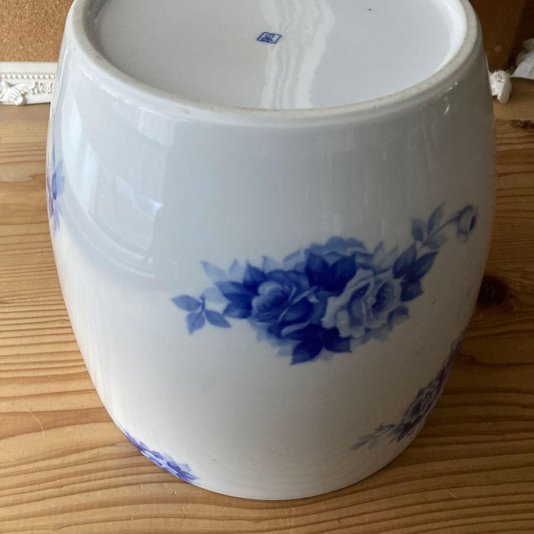 30's オールドノリタケ 火鉢　ブルーローズ　陶器鉢　当時物