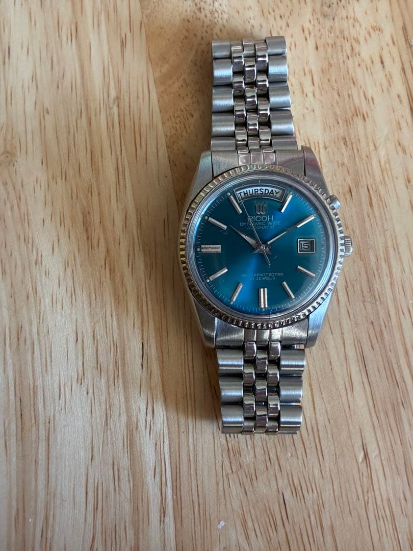 RICOH リコー Dynamic Wide 自動巻き デイデイト 青文字盤