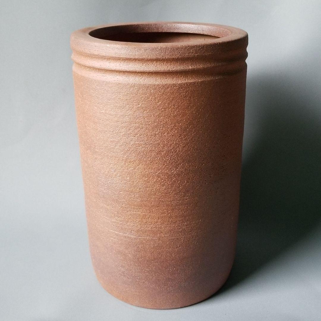 信楽焼傘立て  大容量❗焼しめ丸切立 高さ４５cm