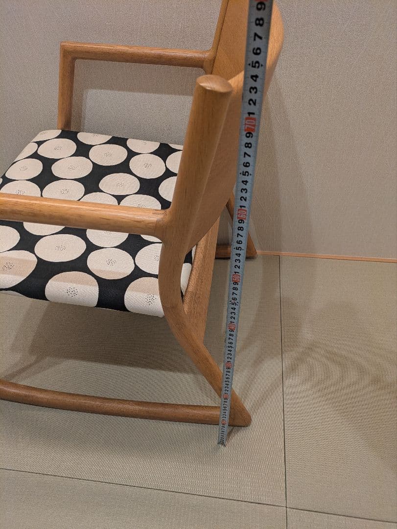 【U-La】ロッキングアームチェア オーク 座面ハンドメイド グッドデザイン