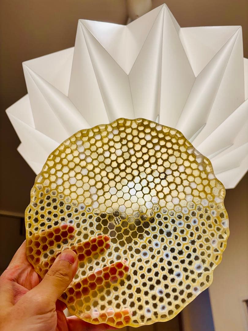 江波富士子　ハニカム　ガラスプレート　新品