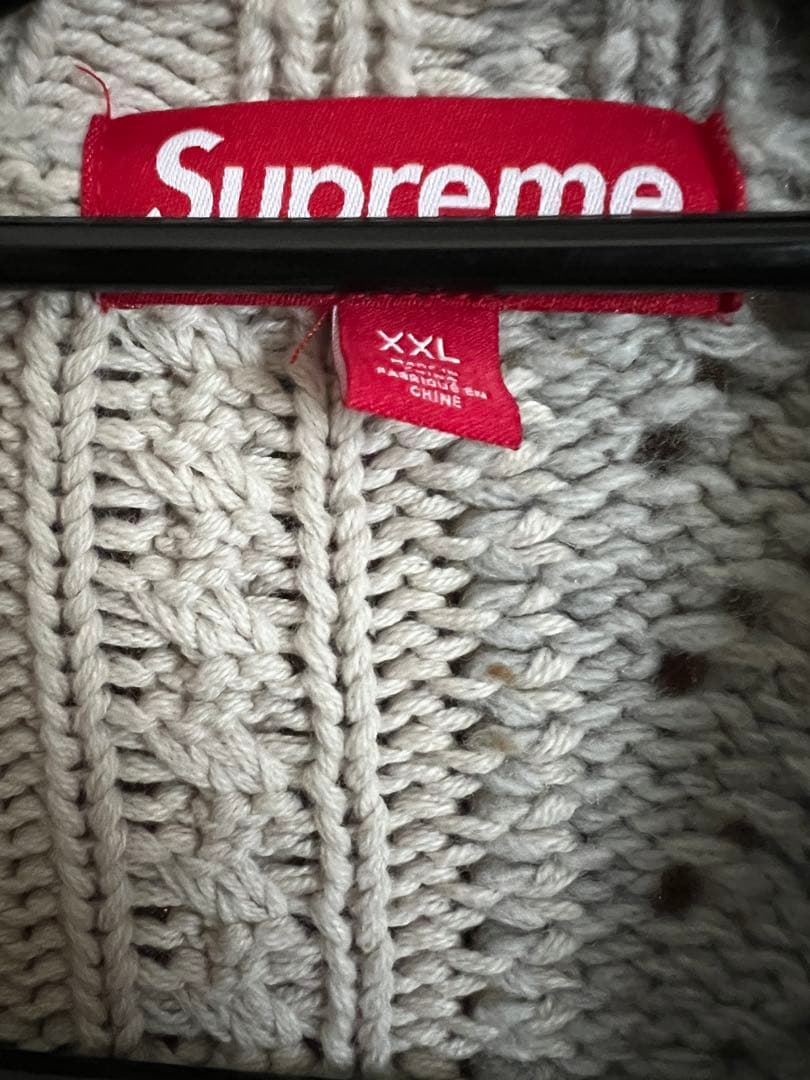 トップス supreme patchwork cable knit cardigan