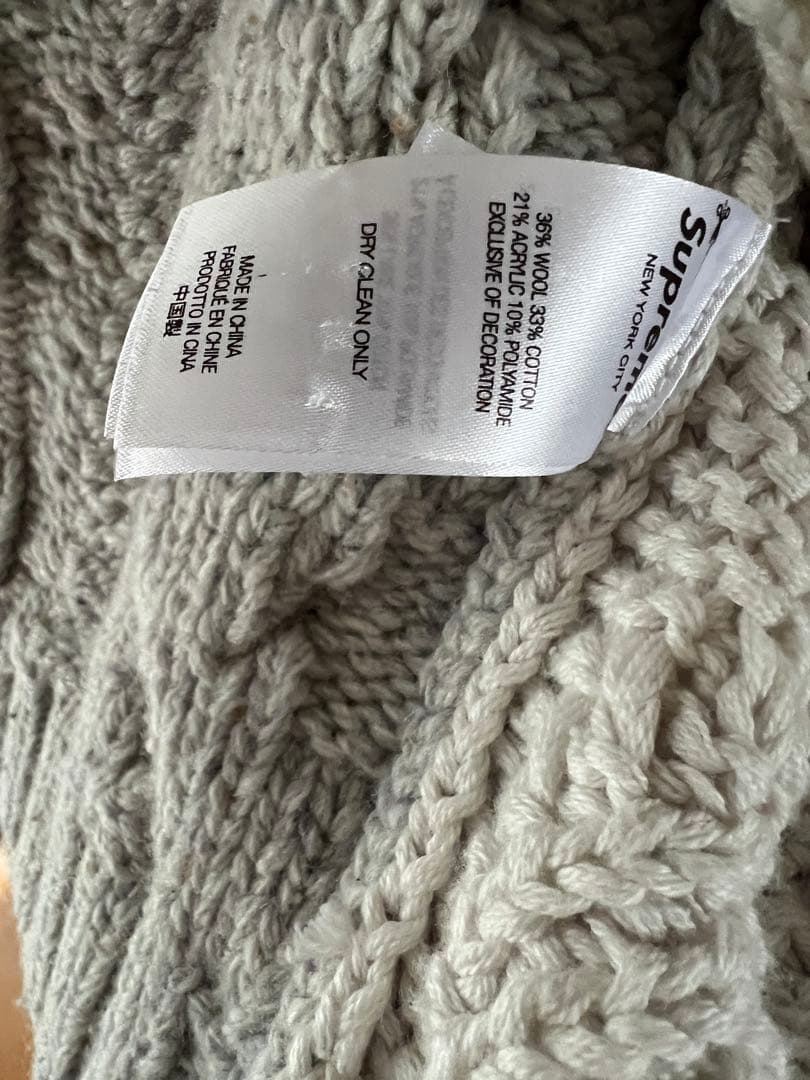 トップス supreme patchwork cable knit cardigan