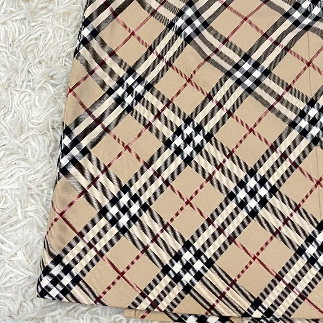 BURBERRY BLUELABELノバチェックプリーツラップスカート膝丈ベルト