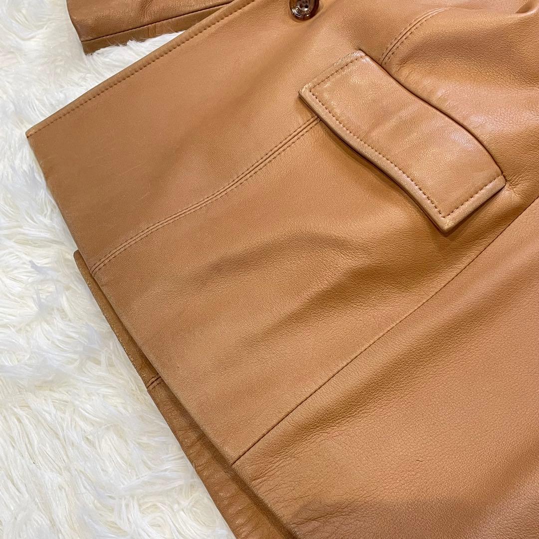 BURBERRY LONDON ノバチェック ラムレザー ジャケット キャメル