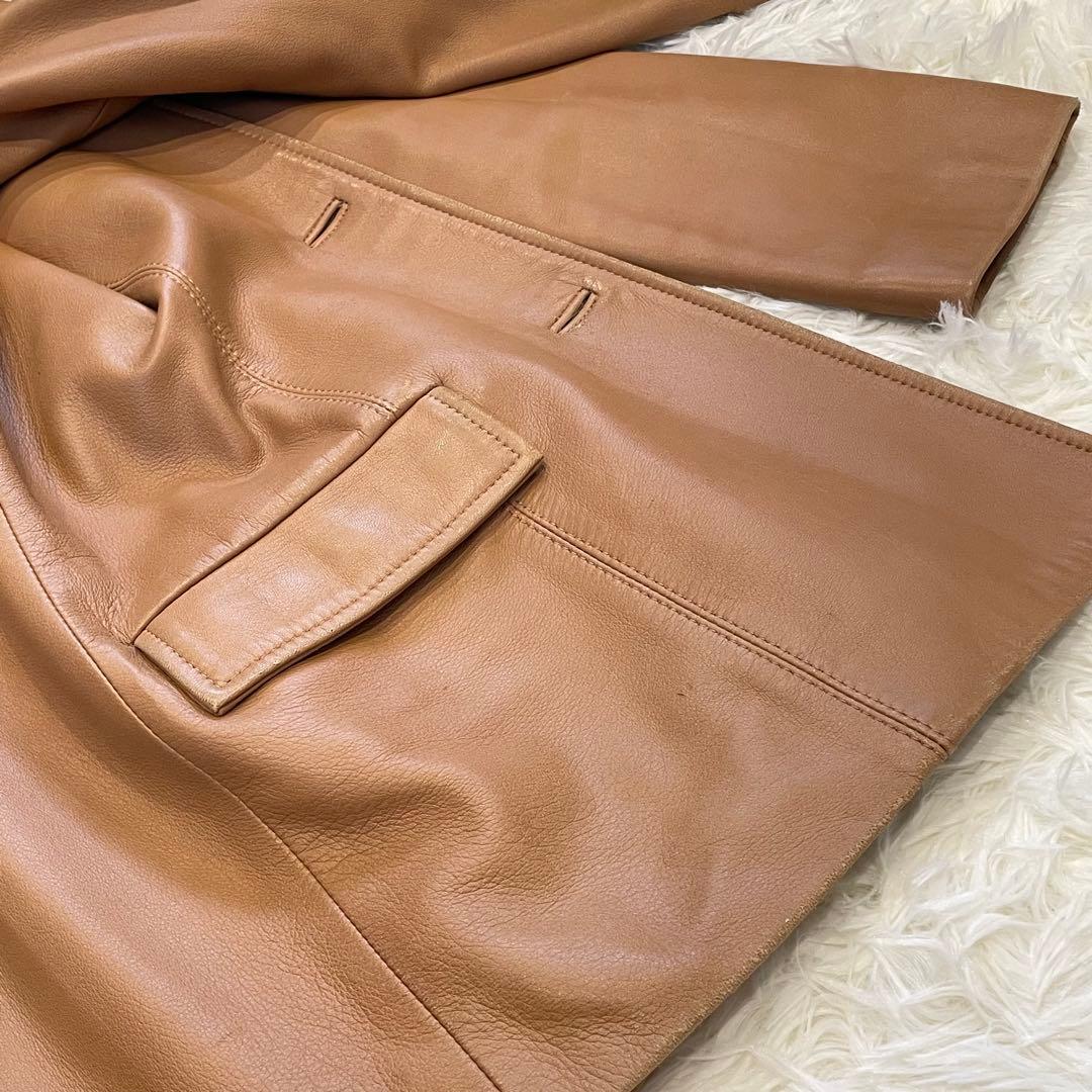 BURBERRY LONDON ノバチェック ラムレザー ジャケット キャメル