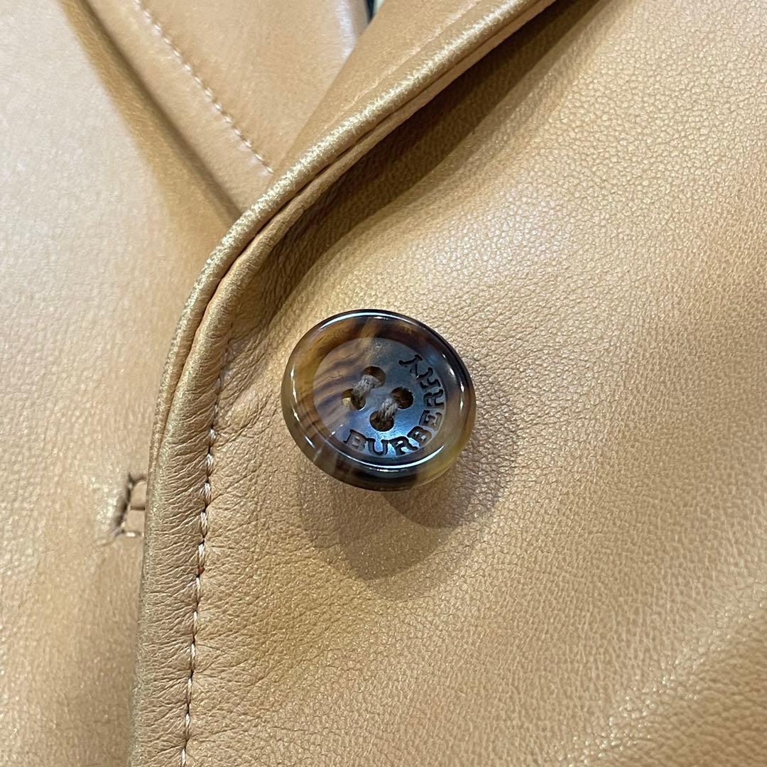 BURBERRY LONDON ノバチェック ラムレザー ジャケット キャメル