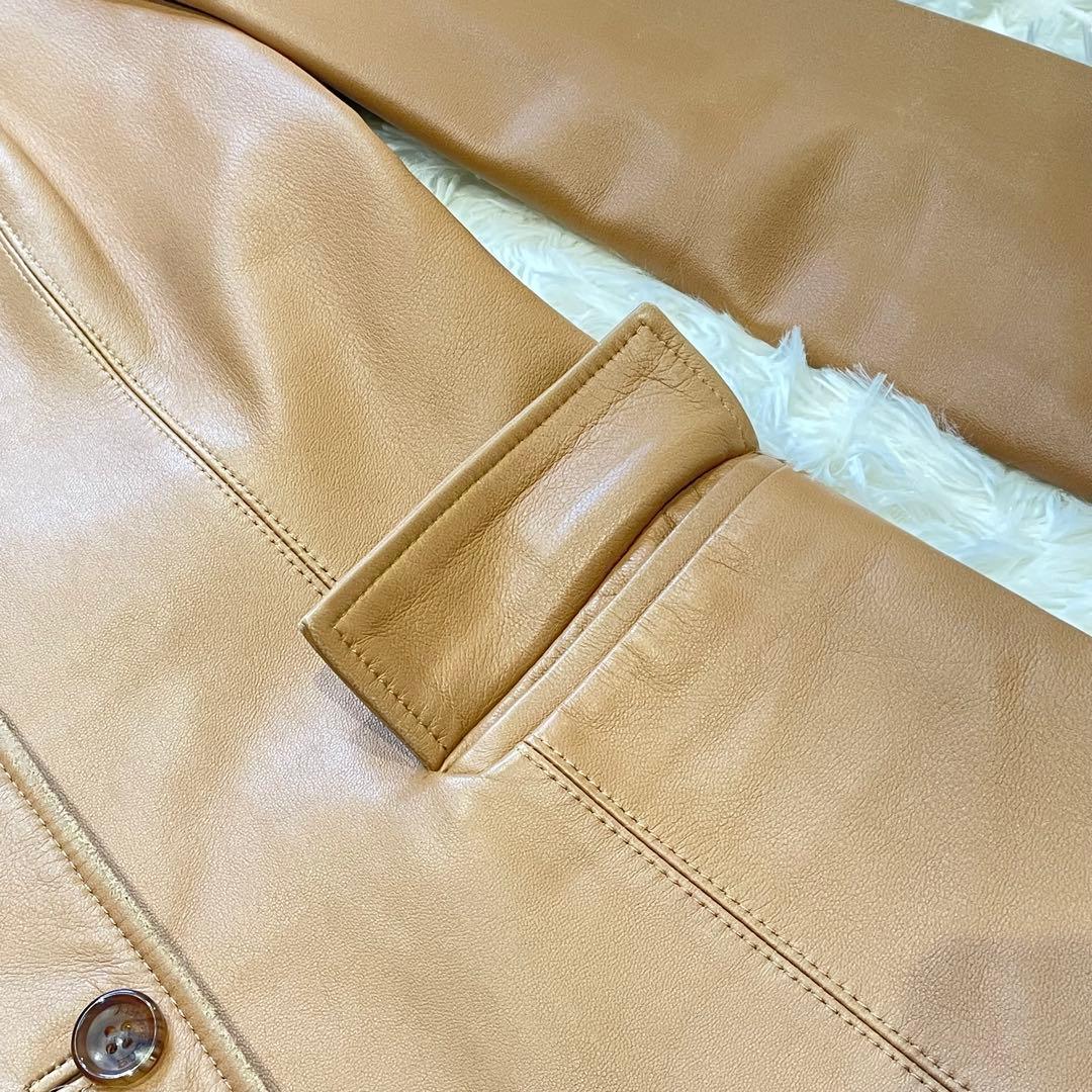 BURBERRY LONDON ノバチェック ラムレザー ジャケット キャメル