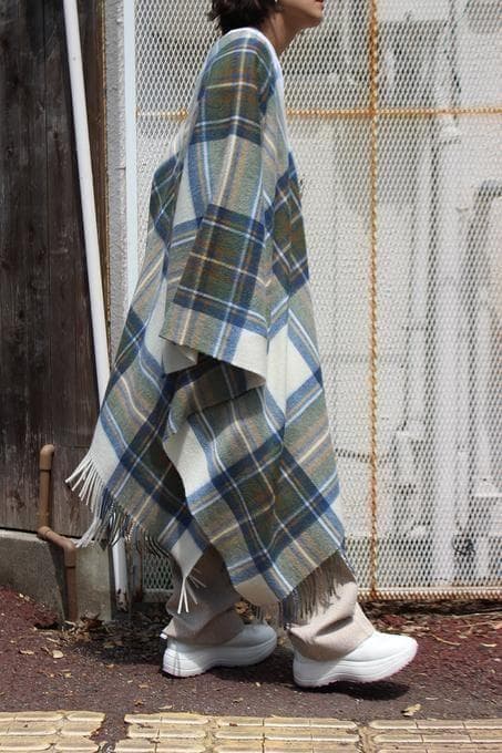 2/10限定値下　レア　cristaseya　カシミヤ　チェック　ポンチョ
