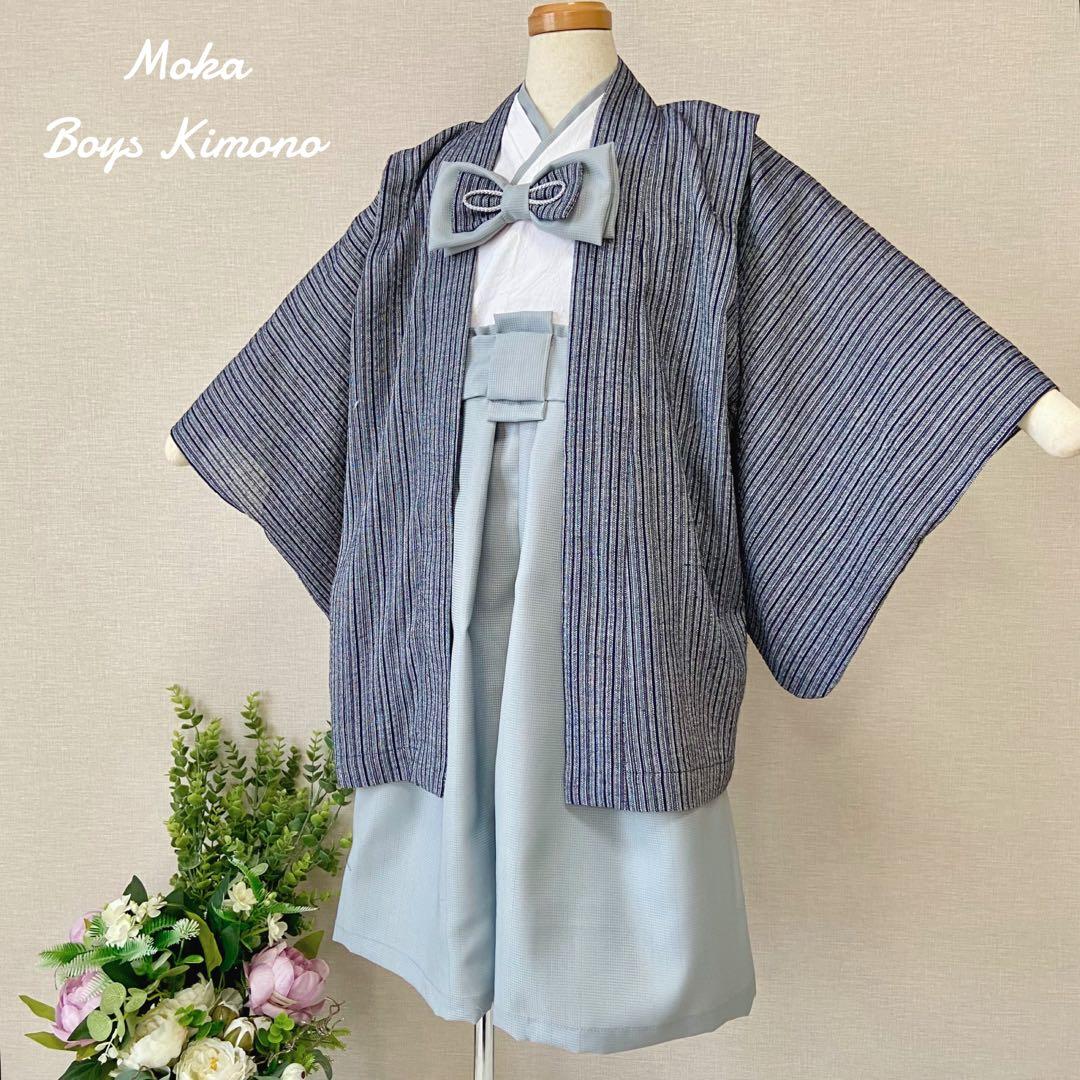 七五三 羽織袴セット 男の子 5歳 和しじら織 ハンドメイド