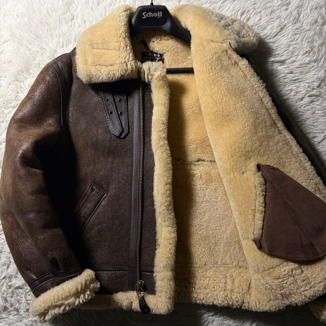 【米国製】schott フライトジャケット　B-3 羊革　ムートン　ボア　38