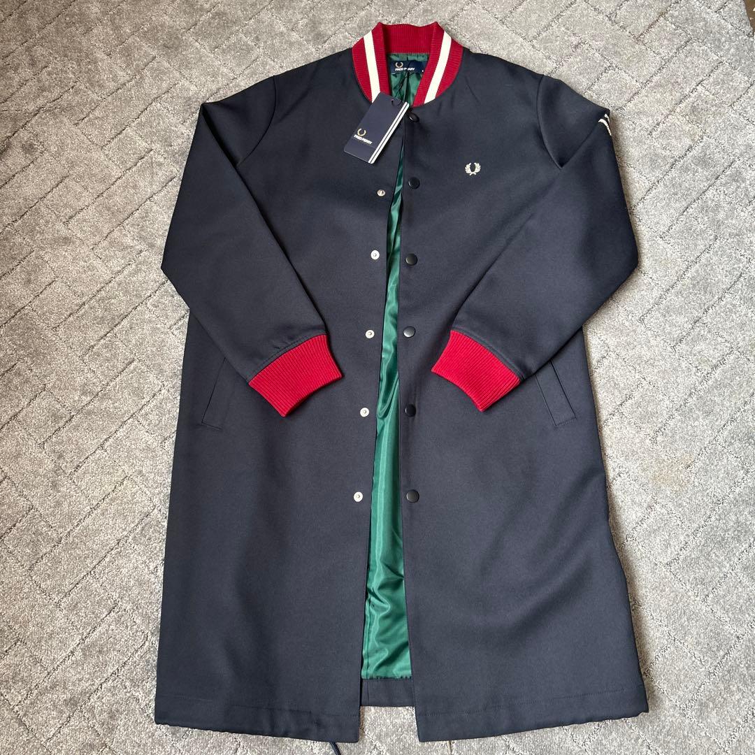 Fred Perry レディースロングコート ネイビー/レッド 新品タグ付き