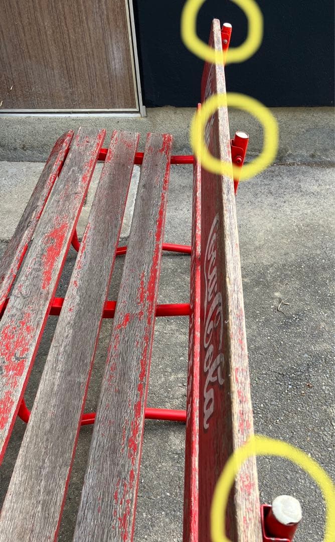 Coca-Cola コカコーラ 木製 アウトドア ベンチ レトロ 椅子 長椅子