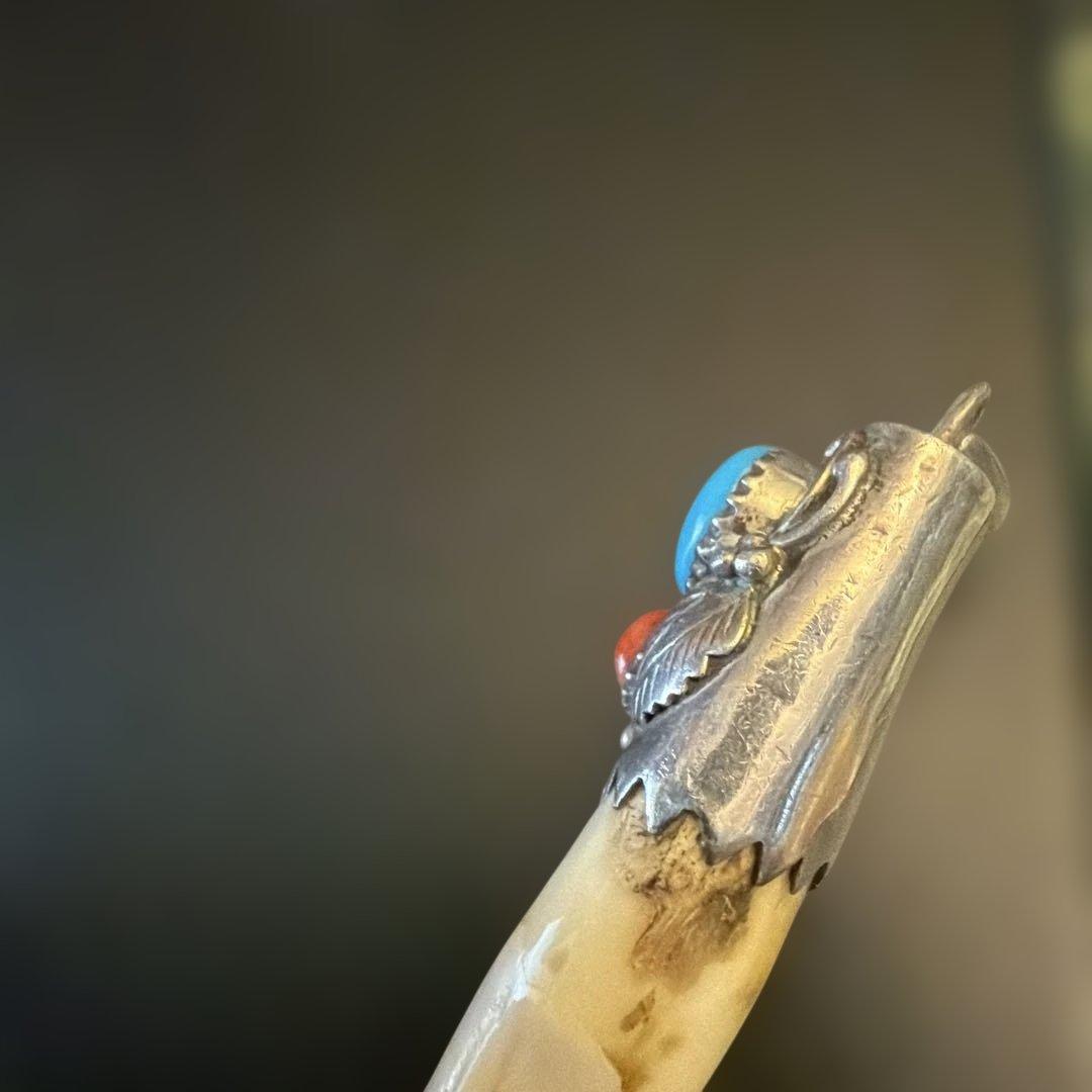 【超希少品】本物のインディアンジュエリー シルバー925/動物牙 ヴィンデージ